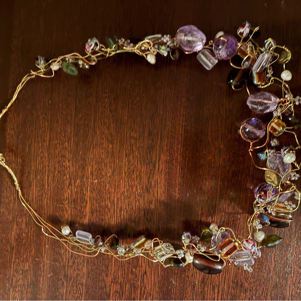 Adjustable beaded necklace on copper wire with magnetic closure - Picture 6 of 6